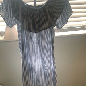 Chambray print off the shoulder dress